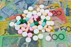 Pills on AUD Dollars Background