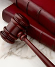 Law book and gavel.
