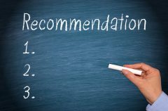"Recommendations" written on a blackboard.