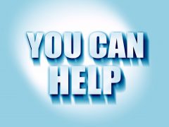 Big blue words, You Can Help.